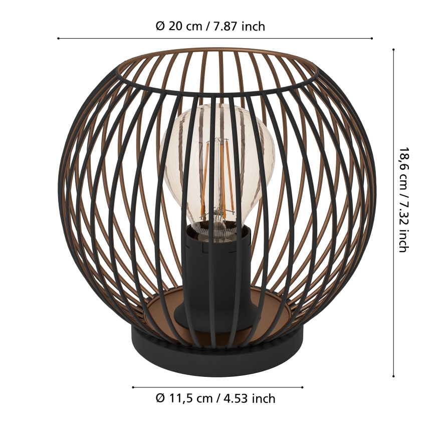 Eglo - Galda lampa 1xE27/60W/230V melna