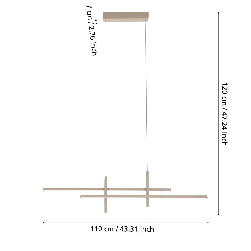 Eglo - LED pakaramais gaismeklis ar kabeli LED/20W/230V bēšs