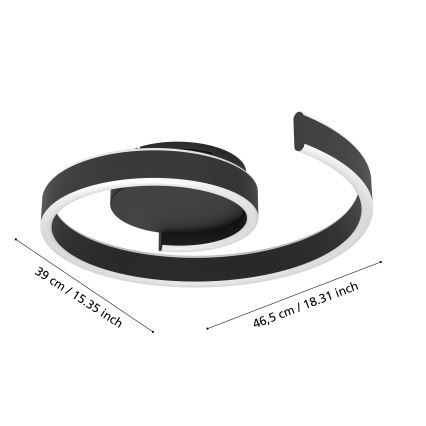 Eglo - LED RGBW aptumšojams griestu gaismeklis LED/37W/230V 3000-6500K melns