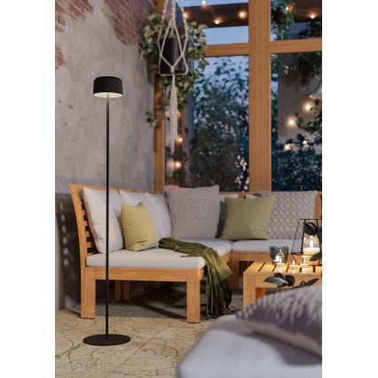 Eglo - LED saules uzlādes stāvlampa ar skārienvadību LED/2,8W/3,7V 1800 mAh IP44 melna