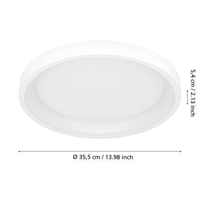 Eglo - LED RGBW regulējama griestu lampa LED/19,6W/230V 2700-6500K Ø 35 cm balta