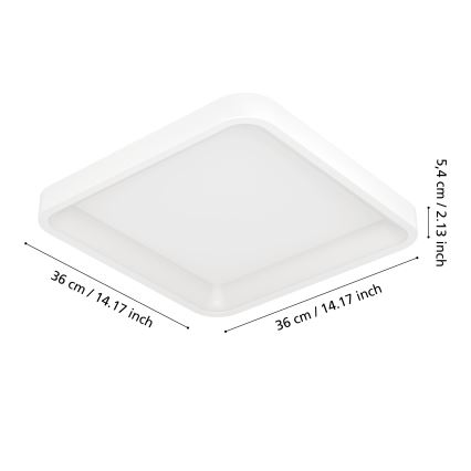 Eglo - LED RGBW aptumšojams griestu gaismeklis LED/20W/230V 2700-6500K 35x35 cm balts