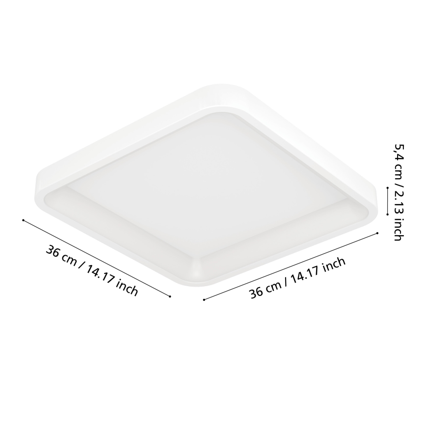 Eglo - LED RGBW aptumšojams griestu gaismeklis LED/20W/230V 2700-6500K 35x35 cm balts