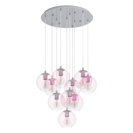 Eglo - Piekaramā lustra uz troses 10xE27/60W/230V spīdīgs hroms/caurspīdīgs