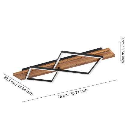 Eglo - LED griestu gaismeklis LED/13W/230V + LED/15W melns/brūns