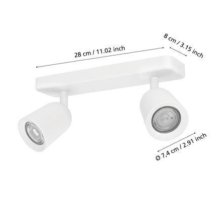 Eglo - virziena gaismeklis 2xGU10/10W/230V balts