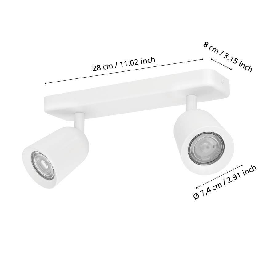 Eglo - virziena gaismeklis 2xGU10/10W/230V balts