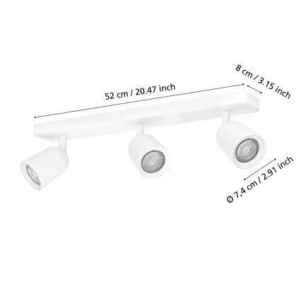 Eglo - Virziena gaismeklis 3xGU10/10W/230V balts