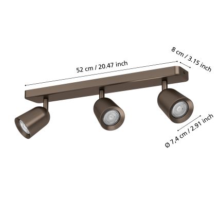 Eglo - virziena gaismeklis 3xGU10/10W/230V bronzas krāsā