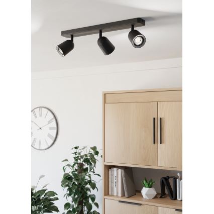 Eglo - Virziena gaismeklis 3xGU10/10W/230V melns