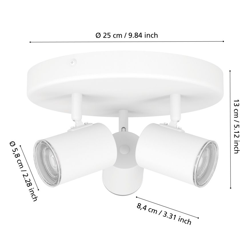 Eglo - Vannasistabas virsmas spot gaismeklis 3xGU10/5W/230V Ø 25 cm IP44 balts