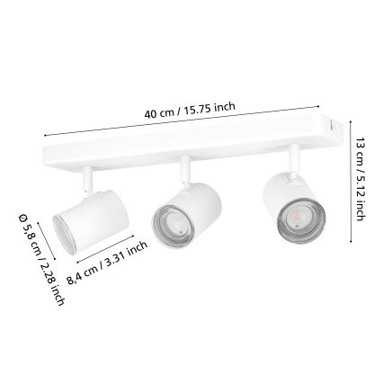 Eglo - Vannas istabas spot gaismeklis 3xGU10/5W/230V IP44 balts