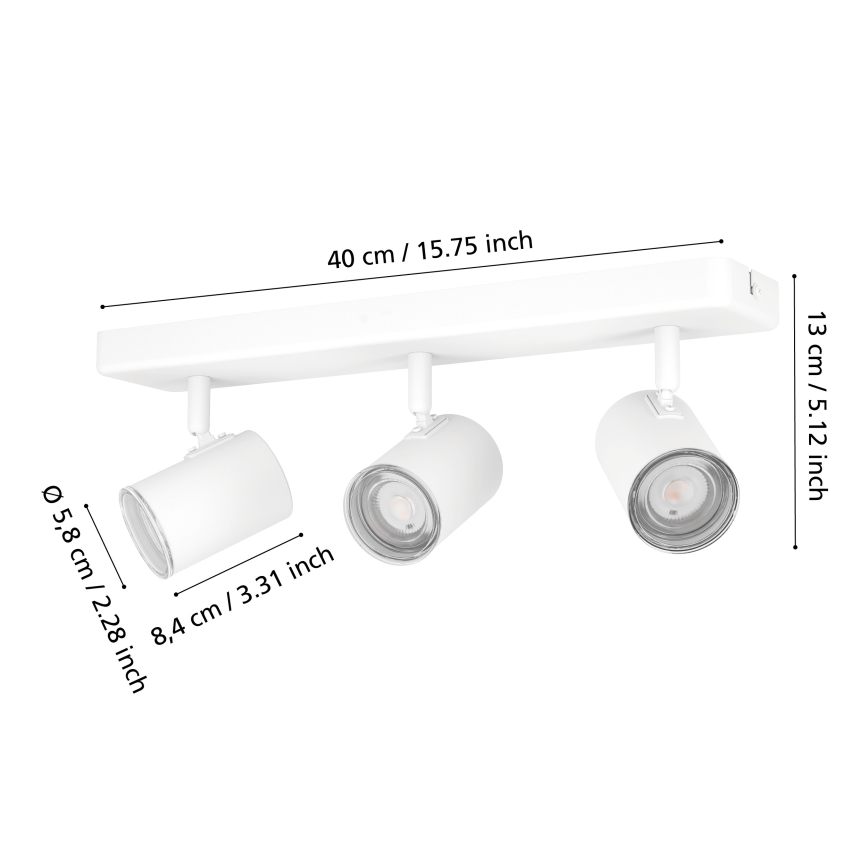 Eglo - Vannas istabas spot gaismeklis 3xGU10/5W/230V IP44 balts