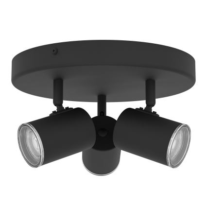 Eglo - Vannas istabas spotgaismeklis 3xGU10/5W/230V Ø 25 cm IP44 melns