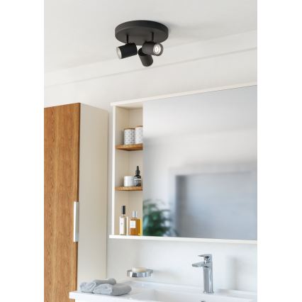 Eglo - Vannas istabas spotgaismeklis 3xGU10/5W/230V Ø 25 cm IP44 melns