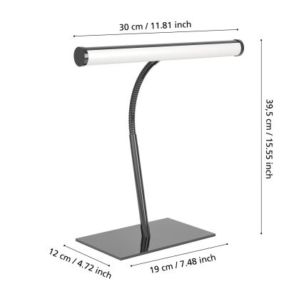 Eglo - LED regulējama skārienjūtīga galda lampa LED/5W/230V 2700/4000/6500K melna hroma apdare