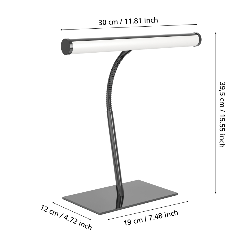 Eglo - LED regulējama skārienjūtīga galda lampa LED/5W/230V 2700/4000/6500K melna hroma apdare