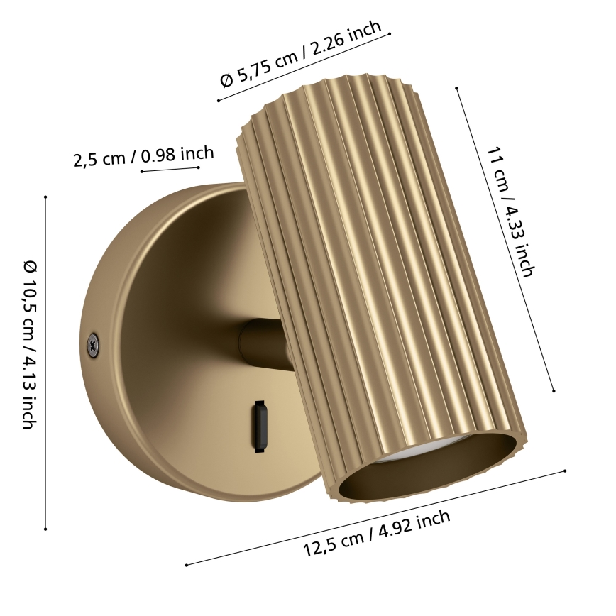 Eglo - Sienas virziena gaismeklis 1xGU10/5W/230V zelta