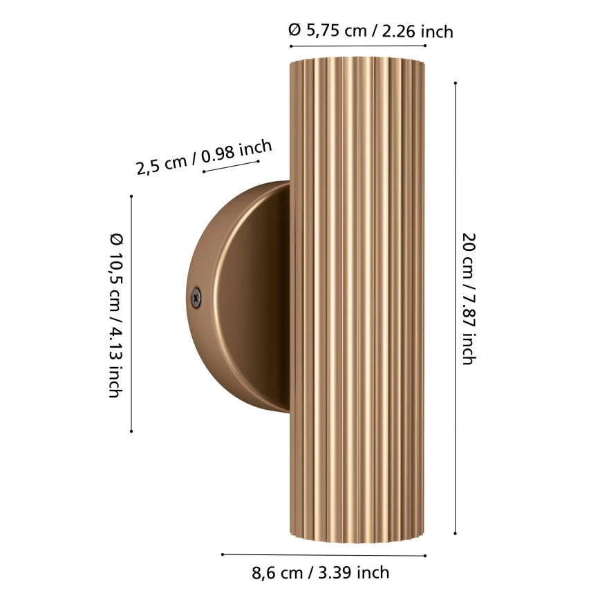 Eglo - Sienas gaismeklis 2xGU10/5W/230V zeltains