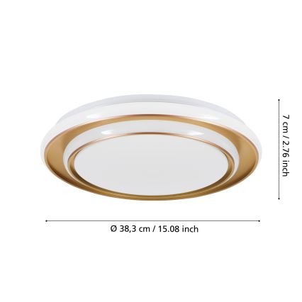 Eglo - LED griestu gaismeklis LED/24W/230V 2700/4000/6500K Ø 40 cm, zelta krāsas