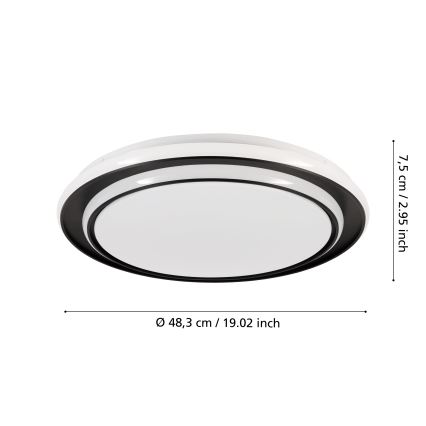 Eglo - LED griestu lampa LED/36W/230V 2700/4000/6500K Ø 49 cm melna