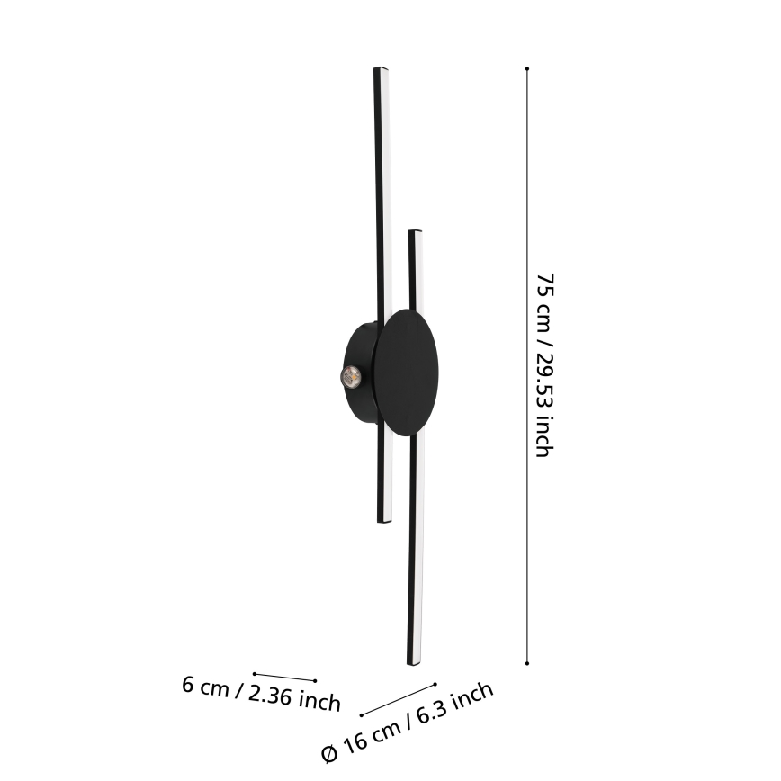 Eglo - LED sienas gaismeklis LED/20W/230V + LED/0,91W melns