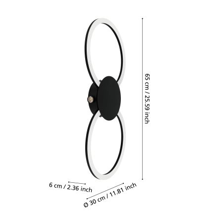 Eglo - LED sienas gaismeklis LED/20W/230V + LED/0,91W melns