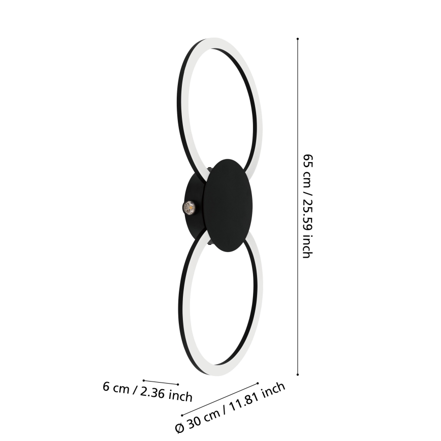Eglo - LED sienas gaismeklis LED/20W/230V + LED/0,91W melns