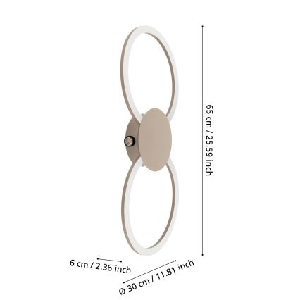 Eglo - LED sienas gaismeklis LED/20W/230V + LED/0,91W bēšs