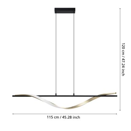 Eglo - LED lustra uz troses LED/20W/230V 2700/4000/6500K melna/zelta