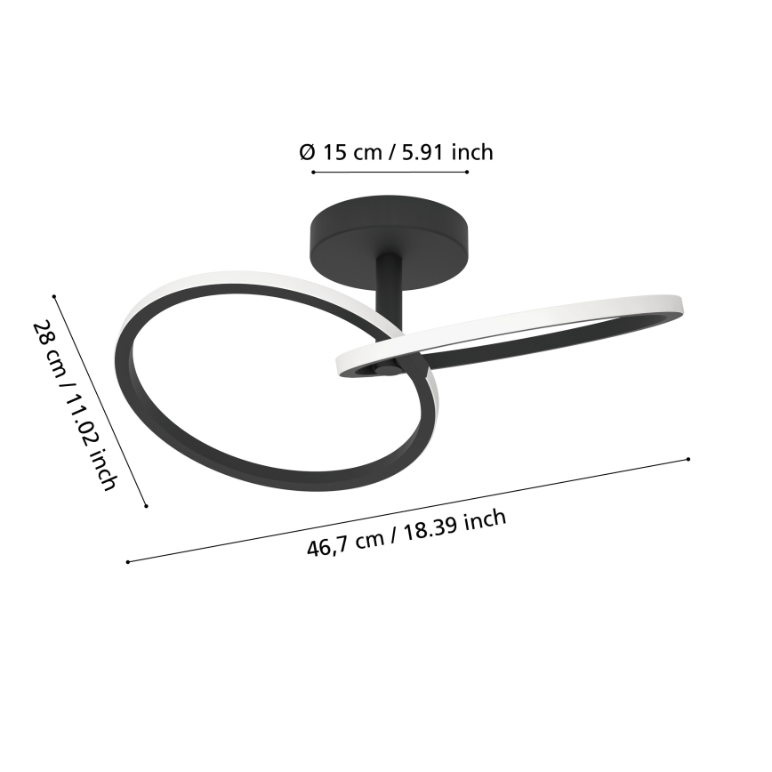 Eglo - LED griestu lampa LED/12W/230V 2700/4000/6500K melna