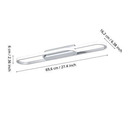 Eglo - LED griestu lampa LED/20W/230V 2700/4000/6500K spīdīgs hroms