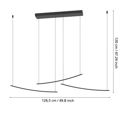 Eglo - aptumšojams LED piekaramais lukturis uz troses LED/22W/230V 2700/4000/6500K melns