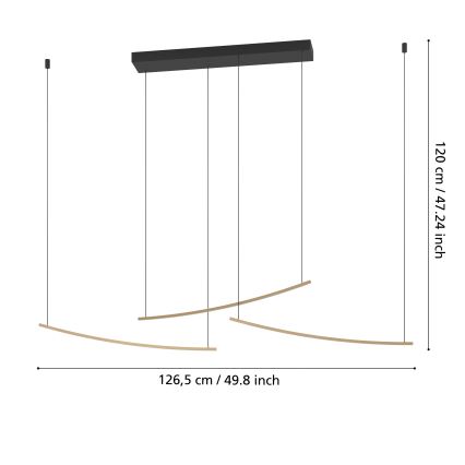 Eglo  - LED lustra ar regulējamu spilgtumu uz kabeļa LED/22W/230V 2700/4000/6500K zelta