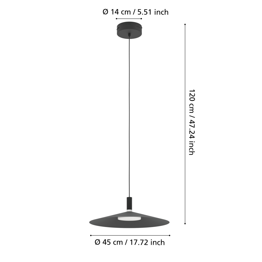 Eglo - LED RGBW regulējama pakaramā lampa uz troses LED/15,5W/230V 2700-6500K melna