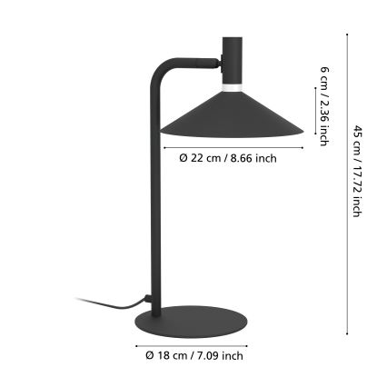 Eglo - LED RGBW regulējama galda lampa LED/7,5W/230V 2700-6500K melna