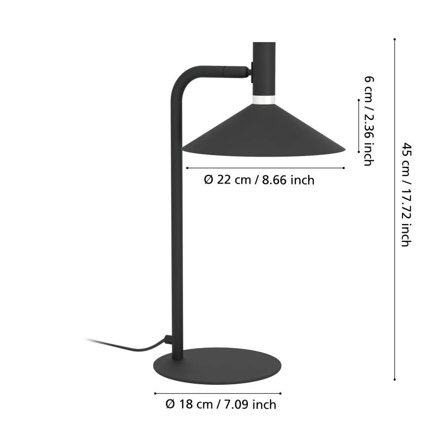 Eglo - LED RGBW regulējama galda lampa LED/7,5W/230V 2700-6500K melna