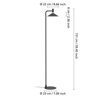 Eglo - LED RGBW regulējama stāvlampa LED/7,5W/230V 2700-6500K melna