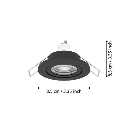 Eglo - LED vannas istabas iebūvējamais spotgaismeklis 1xGU10/4,5W/230V IP44 melns