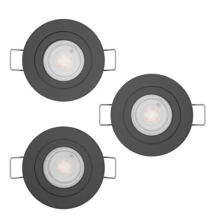 Eglo - KOMPLEKTS 3x LED vannas istabas iebūvējamie spotgaismekļi 1xGU10/4,5W/230V IP44 melni