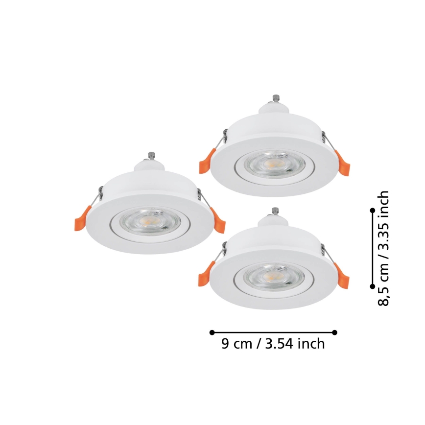Eglo - Komplekts 3x LED iebūvējami griestu spotgaismekļi 1xGU10/4,5W/230V balti