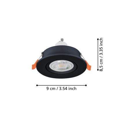 Eglo - LED iebūvējamais spotgaismeklis 1xGU10/4,5W/230V melns
