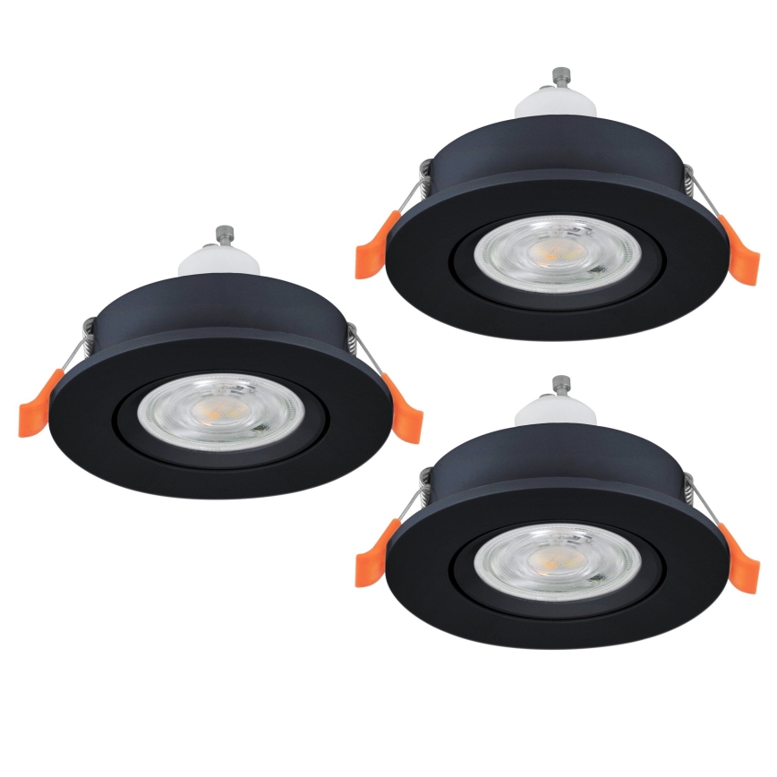 Eglo - Komplekts 3x LED iebūvējamie punktveida gaismekļi 1xGU10/4,5W/230V melns