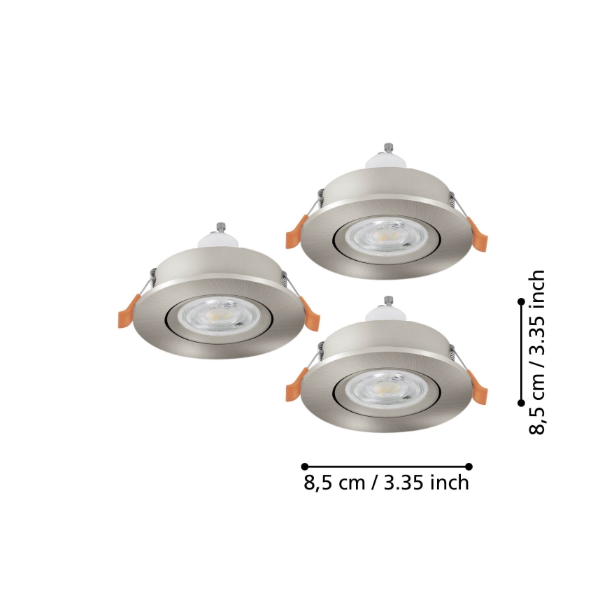 Eglo - Komplekts 3x LED vannas istabas iebūvējamie virziena gaismekļi 1xGU10/4,5W/230V IP44 matēts hroms