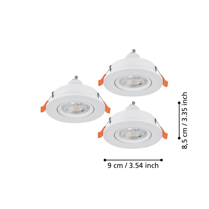Eglo - komplekts 3x LED iebūvējami griestu spotgaismekļi 1xGU10/4,5W/230V balts