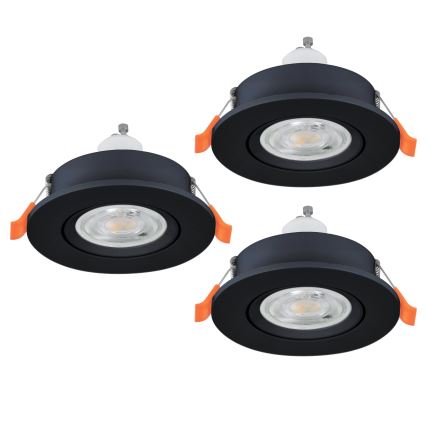 Eglo - komplekts 3x LED iebūvējamie spoti 1xGU10/4,5W/230V melni