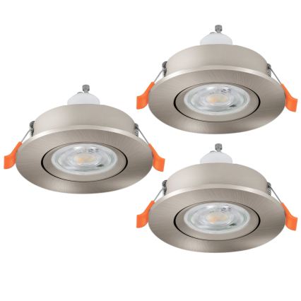 Eglo - KOMPLEKTS 3x LED iebūvējamie punktgaismekļi 1xGU10/4,5W/230V matēts hroms