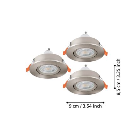 Eglo - KOMPLEKTS 3x LED iebūvējamie punktgaismekļi 1xGU10/4,5W/230V matēts hroms