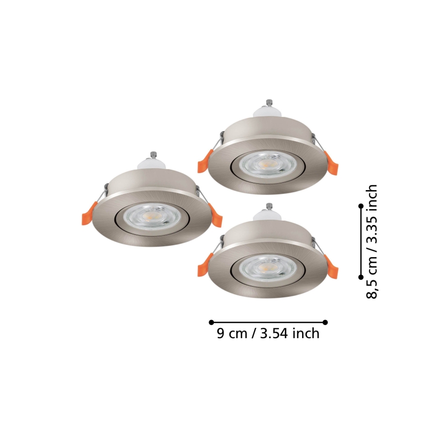 Eglo - KOMPLEKTS 3x LED iebūvējamie punktgaismekļi 1xGU10/4,5W/230V matēts hroms