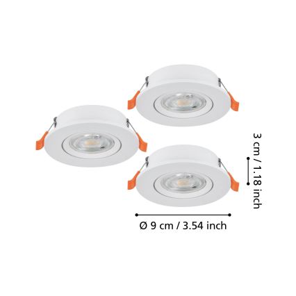 Eglo - komplekts 3x iebūvējamie LED griestu prožektori LED/4,8W/230V 2700/4000/6500K balti
